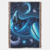 Cosmic Blue Raven Deken (Voorkant Verticaal)