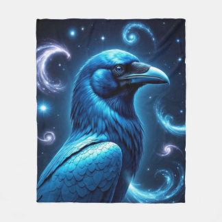 Cosmic Blue Raven Fleece Deken