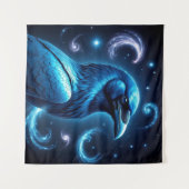 Cosmic Blue Raven Wandkleed (Voorkant (horizontaal))