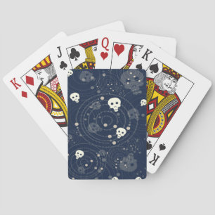 Cosmic Blue Skull Silhouette Patroon Pokerkaarten