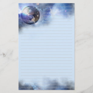 Cosmic Blue Yin Yang Lined Briefpapier