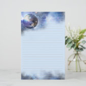 Cosmic Blue Yin Yang Lined Briefpapier (Staand voorkant)