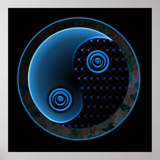 Cosmic Blue Yin Yang Poster (Voorkant)