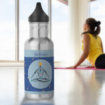 Cosmic Blue Yoga Postures Gym Workout Water Flacon