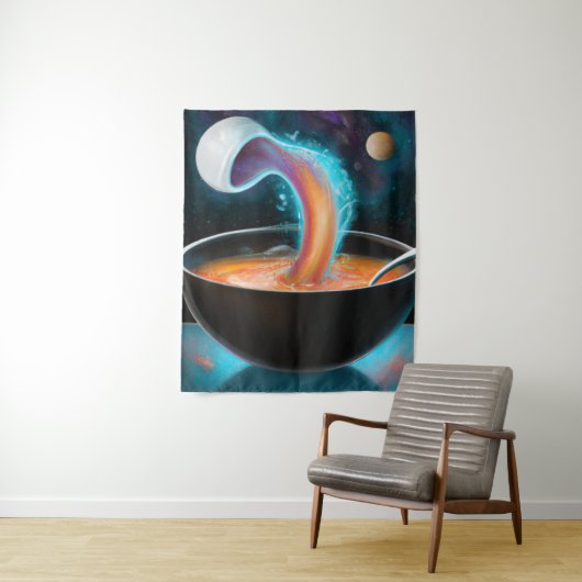 Cosmic bowl of soup portal digital art wandkleed (In situ)