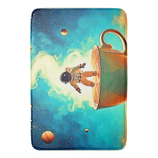 Cosmic Brew: Astronaut's Coffee Dream Badmat (Voorkant Verticaal)