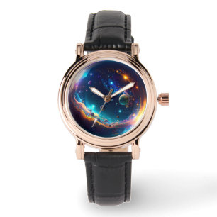 Cosmic Bubble Galaxy Fantasy Art Horloge