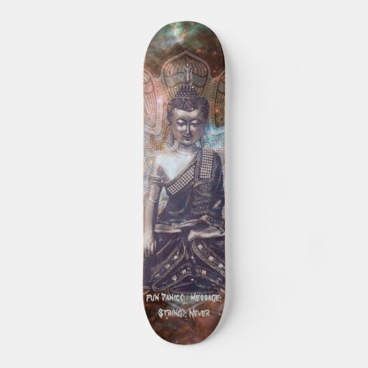 Cosmic Buddha's Cadence Code "Nooit panic" 7'7/8" Skateboard (Voorkant)