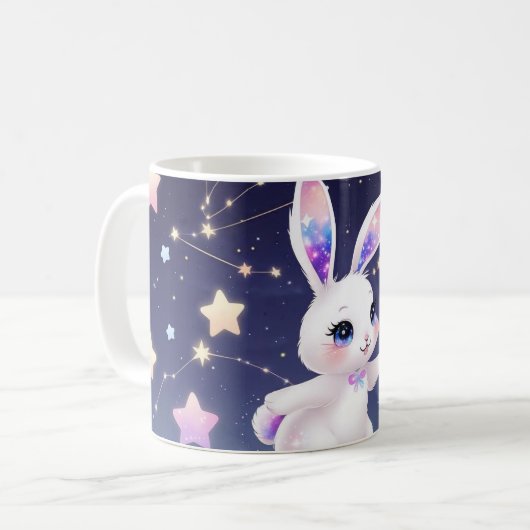 Cosmic Bunny Mug – Celestial Rabbit Koffiemok (Voorkant links)
