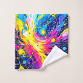 Cosmic Burst: Vibrant Splatter Art Bad Handdoek (Wasdoekje)