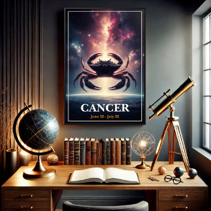 Cosmic Cancer Zodiac Crab Design Poster