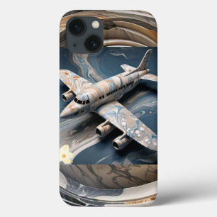 Cosmic Canvas: De gemarmerde vliegenier iPhone 13 Hoesje