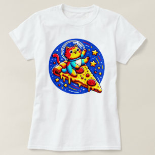 Cosmic Cat Astronaut - Grappig Ruimtepizza-avontuu T-shirt