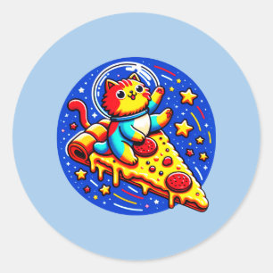 Cosmic Cat Astronaut Sticker - Grappige Ruimtepizz