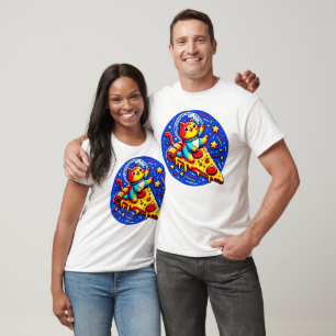 Cosmic Cat Astronaut Sticker - Grappige Ruimtepizz T-shirt