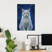 Cosmic Cat Constellation Galaxy Art Poster (Bureau à domicile)