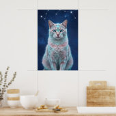 Cosmic Cat Constellation Galaxy Art Poster (Cuisine)