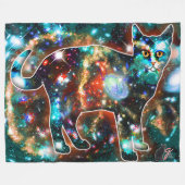 Cosmic Cat Gamma Fleece Deken (Voorkant (Horizontaal))