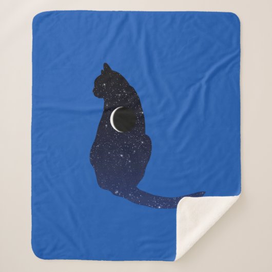 Cosmic Cat in sterren en Crescent Moon Pattern Sherpa Deken (Voorkant)