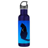 Cosmic Cat in sterren en Crescent Moon Pattern Waterfles (Voorkant)