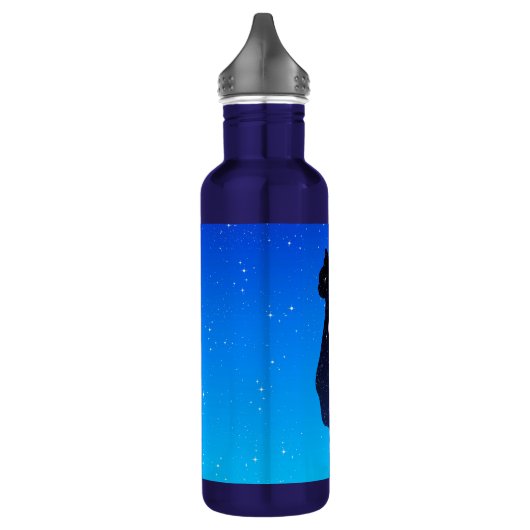 Cosmic Cat in sterren en Crescent Moon Pattern Waterfles (Links)