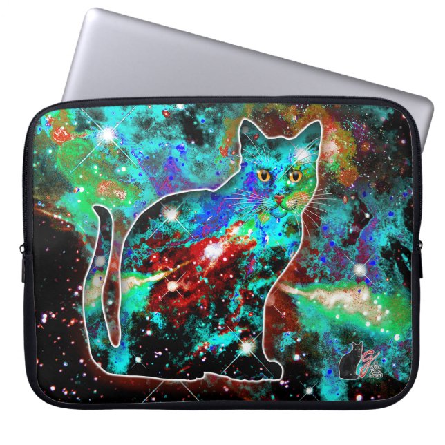 Cosmic Cat Lambda Electronics Bag Laptop Sleeve (Voorkant)