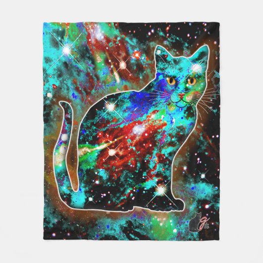 Cosmic Cat Lambda Fleece Deken (Voorkant)