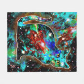 Cosmic Cat Lambda Fleece Deken (Voorkant (Horizontaal))