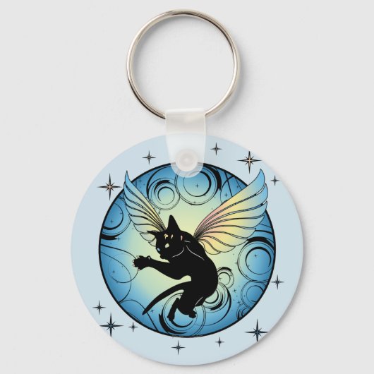 Cosmic Cat Moon Sleutelhanger (Voorkant)