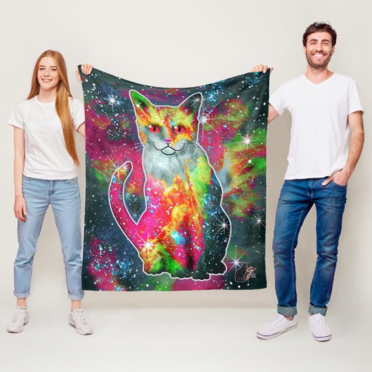 Cosmic Cat Omega Fleece Deken (In situ)