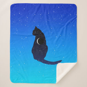 Cosmic Cat on a Starry Sky Background Sherpa Deken