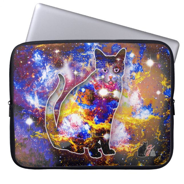 Cosmic Cat PSI Electronics Bag Laptop Sleeve (Voorkant)