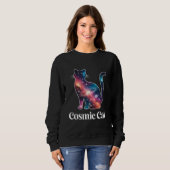 Cosmic Cat Silhouette Galaxy Space Stars Celestial Trui (Voorkant volledig)