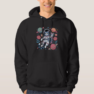 Cosmic Catstronaut in Neon Space Vaporwave Hoodie