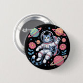 Cosmic Catstronaut in Neon Space Vaporwave Ronde Button 5,7 Cm (Voorkant /achterkant)