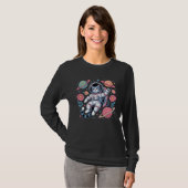 Cosmic Catstronaut in Neon Space Vaporwave T-shirt (Voorkant volledig)