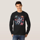 Cosmic Catstronaut in Neon Space Vaporwave T-shirt (Voorkant volledig)