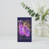 *~* Cosmic Celestial Crystals Gold Glitter Visitekaartje (Staand voorkant)