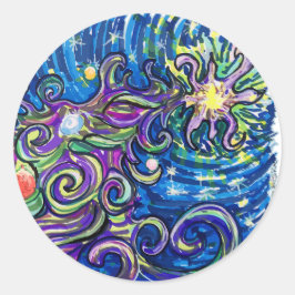 Cosmic Christmas Tree Ronde Sticker