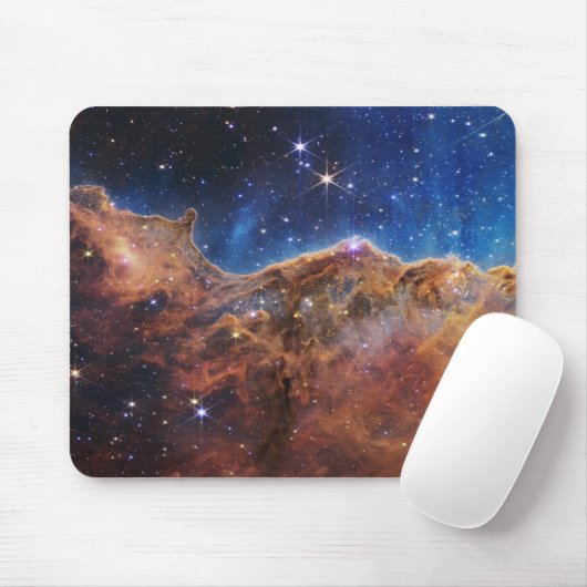 Cosmic Cliffs Carina Nebula James Webb Telescope Muismat (Met muis)