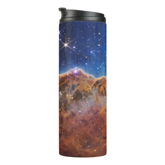 Cosmic Cliffs Carina Nebula Space Webb Telescope Thermosbeker (Geroteerd rechts)