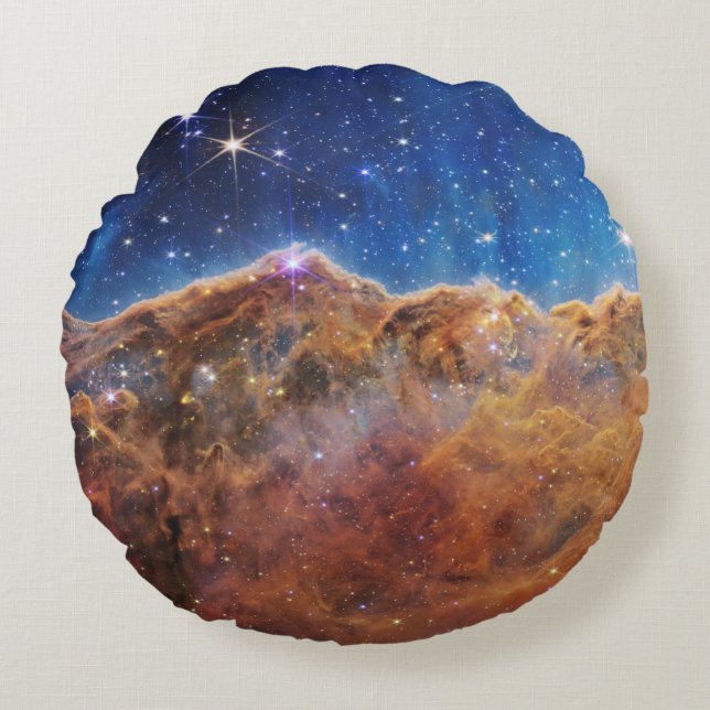Cosmic Cliffs in de Carina Nebula Accent Pillow Rond Kussen (Voorkant)