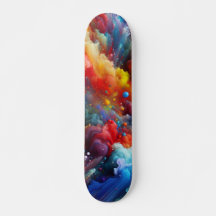 Cosmic Color Burst Abstract Skateboard