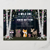 Cosmic Creatures Woodland Animals Baby shower Folie Uitnodiging (Voorkant)