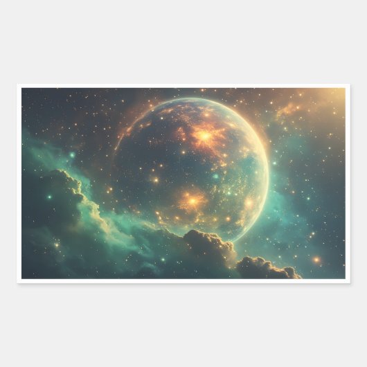 Cosmic Dawn Nebula Design Rechthoekige Sticker (Voorkant)
