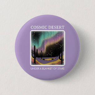 Cosmic Desert Aurora • Retro Western Nachtelijke H Ronde Button 5,7 Cm