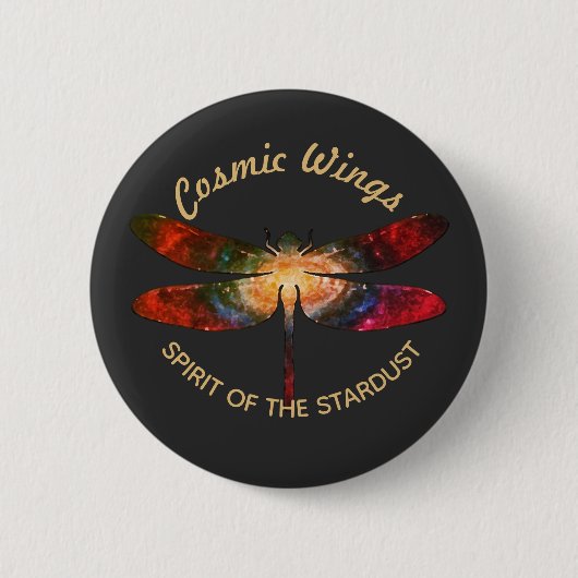 Cosmic Dragonfly • Galaxy Wings & Nebula Trails Ronde Button 5,7 Cm (Voorkant)
