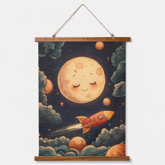 Cosmic Dreams: De reis van een raket Hangend Wandkleed (Voorkant)