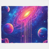 Cosmic Drip: Galaxy's Sweet Essence Fleece Deken (Voorkant (Horizontaal))