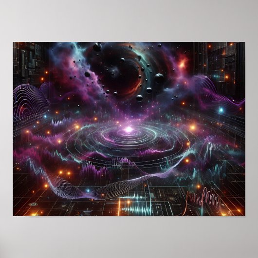 Cosmic Energy Waves And Pulses Sci-fi Space Poster (Devant)